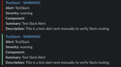 slack receives alerts